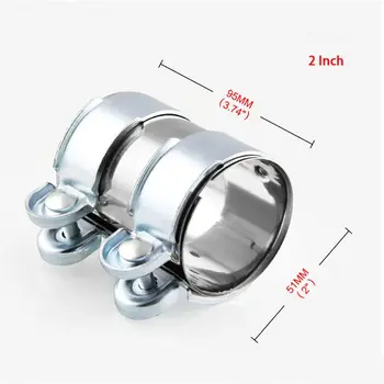 

Automotive Universal 2/2.5 Inch Exhaust Band Clamp Stainless Steel Lap Joint for Muffler Catback Pipe Connector Repair