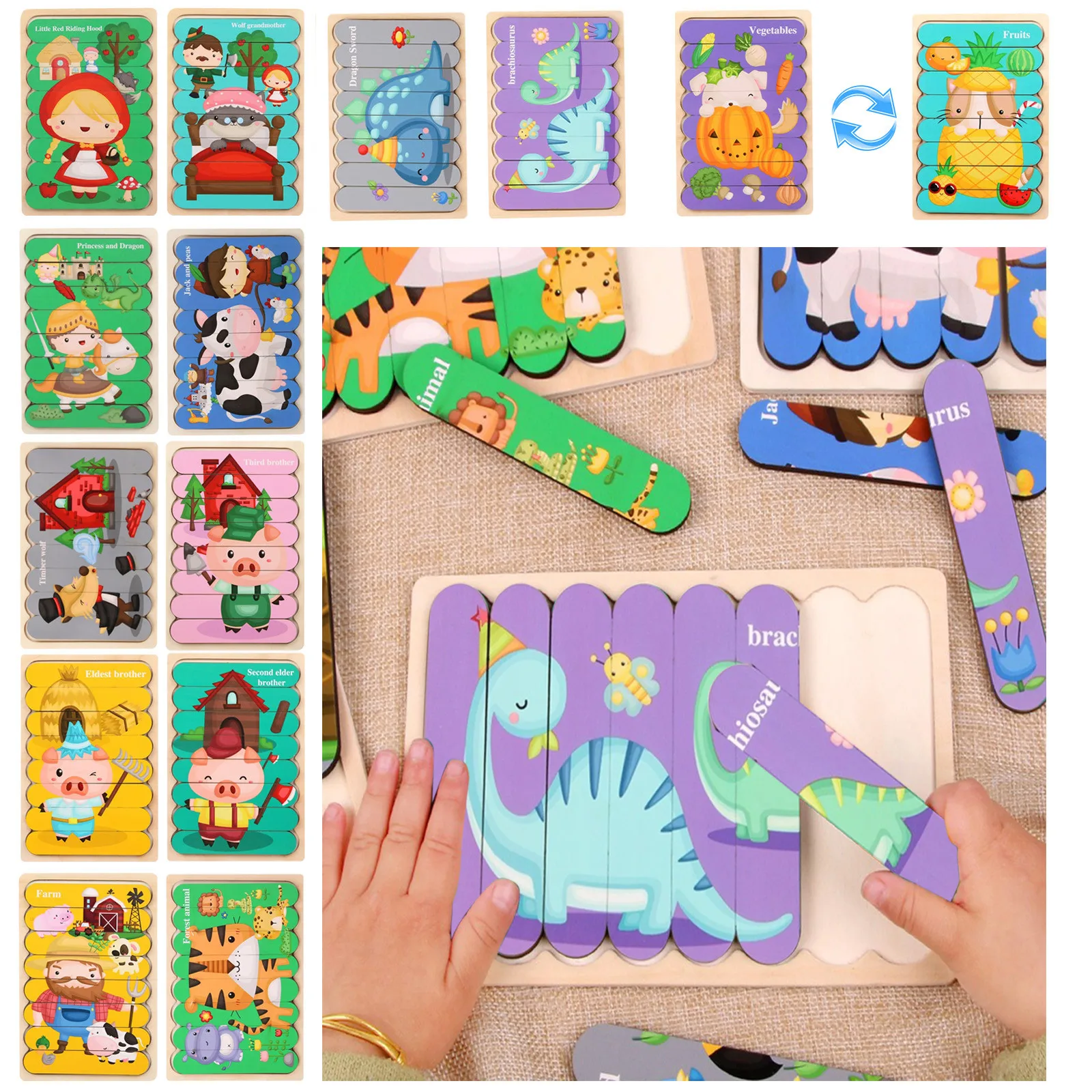 

Toddler Kids Wooden Puzzles Pattern Blocks Sorting And Stacking Toys Boys Girls Peg Puzzle Preschool Montessori Educational Toys