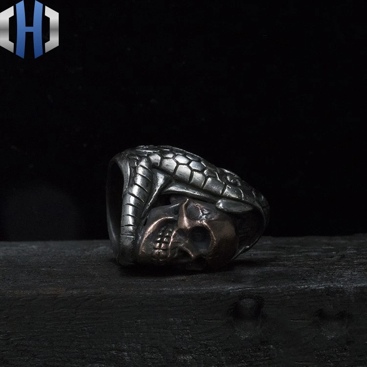 Оригинальное ручное серебряное ядовитое черное кольцо в виде змеи мамбы, 925 пробы Серебряное кольцо в стиле панк, индивидуальное кольцо на указательный палец
