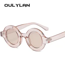 Oulylan, gafas de sol redondas para mujer, hombre, Vintage, marca gradiente, gafas de sol, sombras para damas, pequeñas lentes Punk UV400, color rosa champán