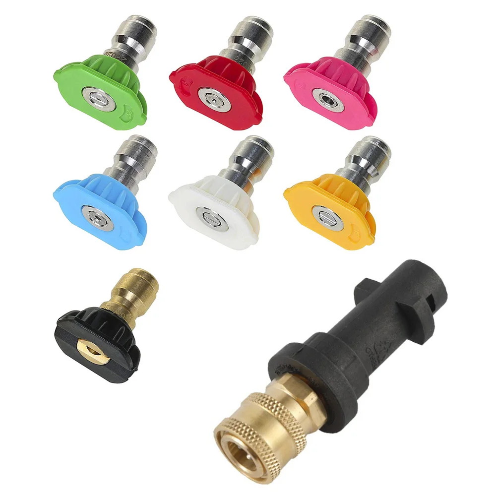 Pressure Washer Spray Nozzles+ Adapter For Karcher K Series 1/4\\\'\\\' Quick Connect New Arrival Garden Supplies