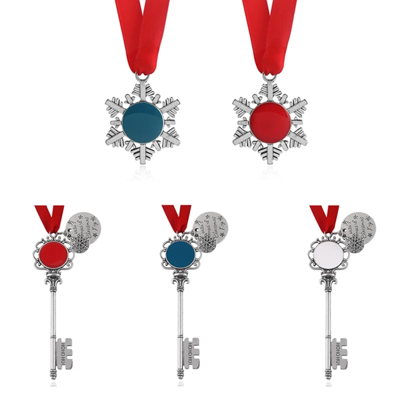 1 Pcs Christmas Keychain Santa Claus Snowflake Ribbon Magic Wand Silver Key Chain Man Car Women Bag Fashion Accessories