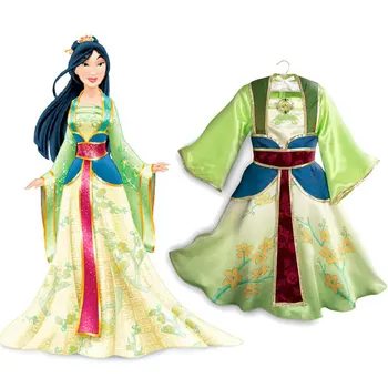 

2020 Mulan Costume For Teen Girl Dress Fashion Easter Kid Cosplay Frock+Belt+Fan Disguise Outfit Children's Party Princess Tunic
