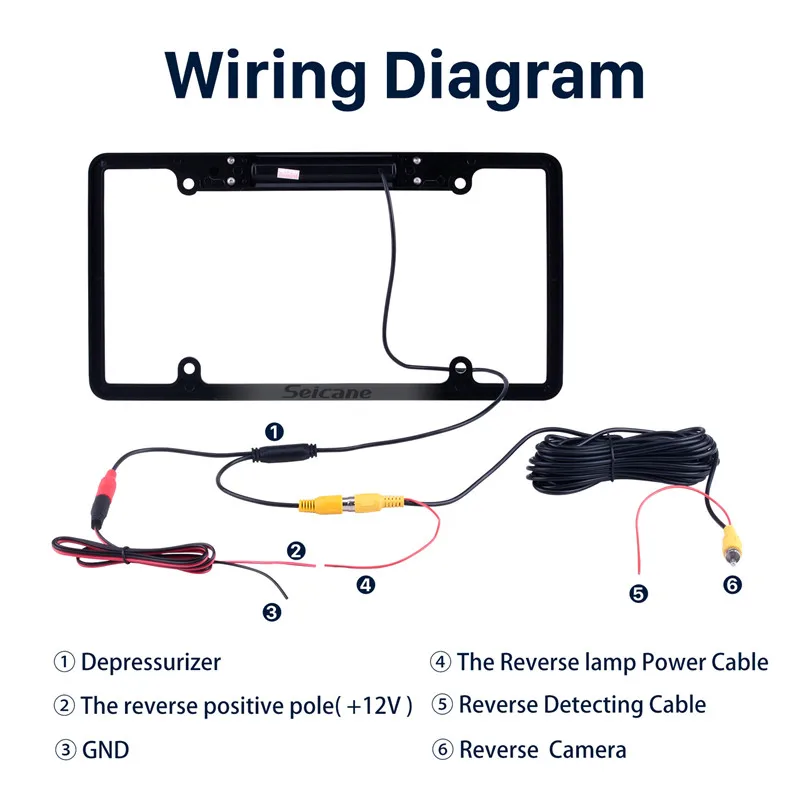Seicane 170 Degree HD Wide Angle Large Viewing Night Vision Waterproof License Plate Rearview Camera Car Parking Reversing