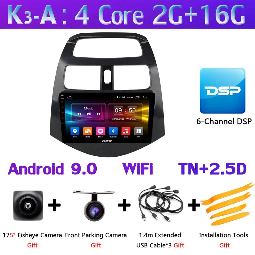 K3-A 360 ° панорамный gps Радио Android 9,0 4G+ 64G DSP CarPlay автомобильный мультимедийный плеер для Chevrolet Spark Beat 2010 2011 2012 2013 - Цвет: K3-A