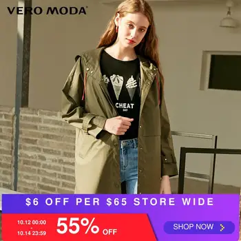 

Vero Moda Women's Windproof Design 100% Cotton Hooded Casul Trench Coat | 319121535