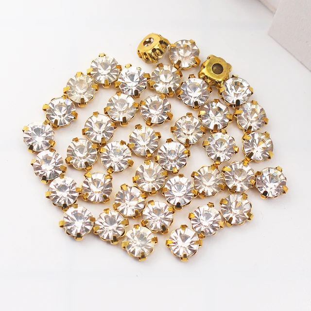 3mm-8mm Claw Cup Crystals Strass Flatback Round Stones Non Hotfix Silver Base Sew On Rhinestones For Clothes DIY Needlework Gems Crystal -G