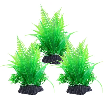 

3pcs Simulated Plastic Water Grass Aquatic Landscape Miniature Plant Ornament Water Plants with Base for DIY Fish Tank Aquarium