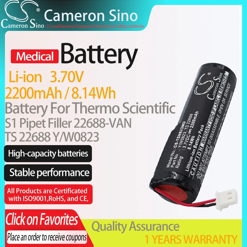 Batteria Cameronsino Per Riempitivo Per Pipet Thermo Scientifico S1 Adatto Per Batteria Di Ricambio Medica Thermo Scientifica 22688-Van 2200Mah