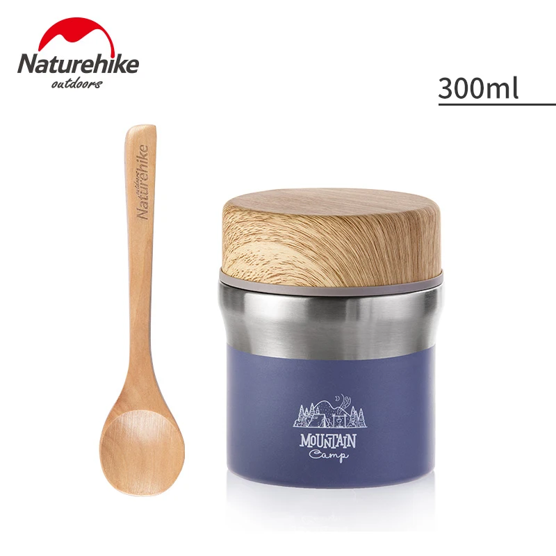 Naturehike открытый Ланч-бокс Посуда Вакуумная бутылка для воды нержавеющая сталь Портативный Пикник с ложкой 300 мл 400 мл - Цвет: Purple 300ML