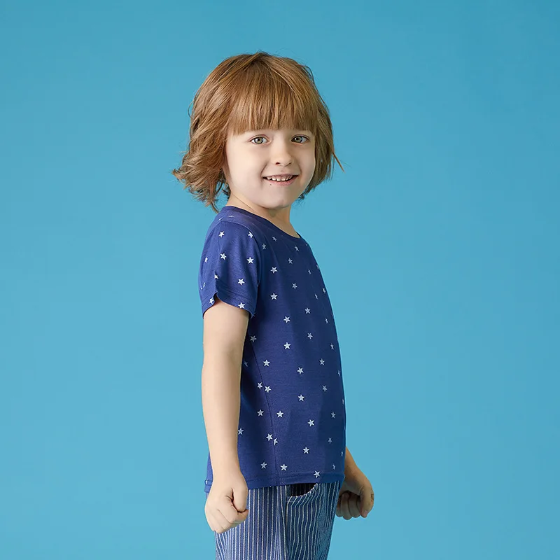 

2019 Summer New Style CHILDREN'S Short-sleeved T-shirt Tops Korean-style Fashion Child Star Half Sleeve Crew Neck Short Sleeve