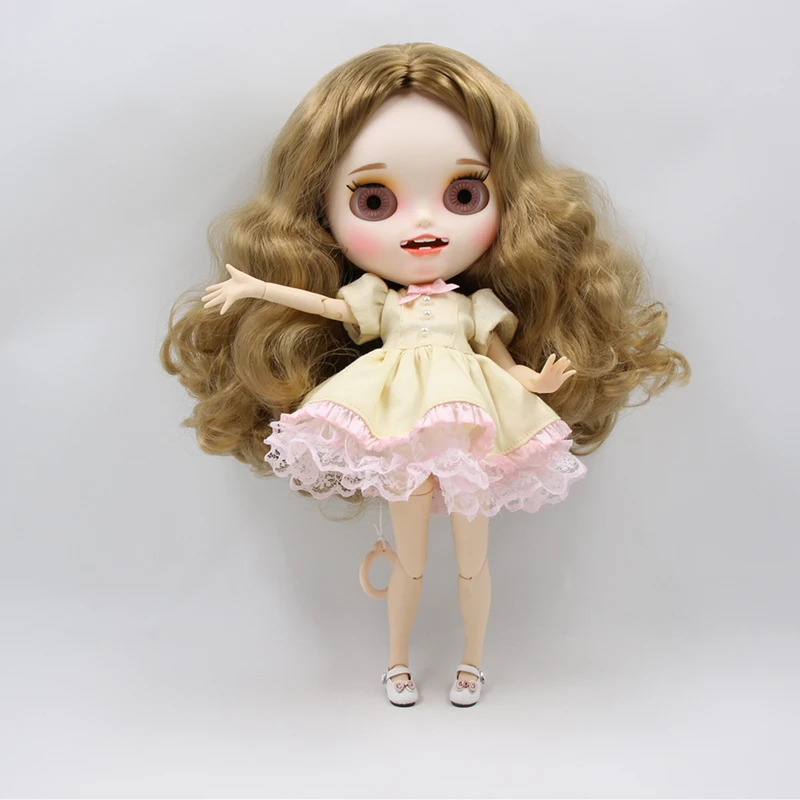 Ледяная фабрика 230BL9400 blyth кукла 1/6 bjd белая кожа 19 суставов тела длинные золотые вьющиеся волосы и улыбающееся Макияж Лицо 30 см девушка