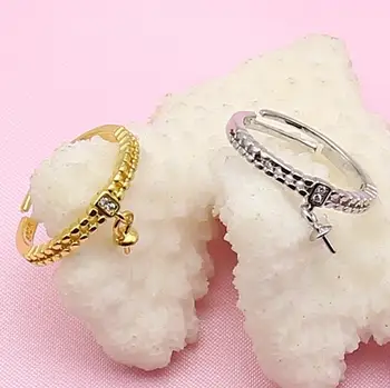 

Pearl Ring Findings, Adjustable Ring Jewelry Parts Fittings Charm Silver Accessories for Freshwater Akoya Pearls Beads Stones