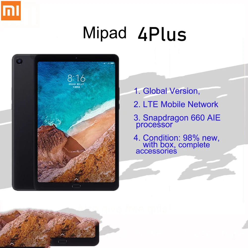 Планшет Xiaomi 4 Plus на Android 10 1 дюймов Гб ОЗУ 64 ПЗУ LTE Snapdragon 660 1920X1200 HD детский планшет |