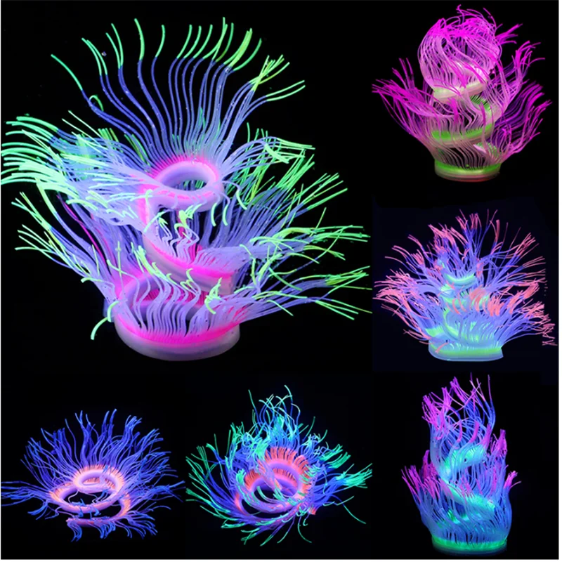 Artificial Luminous Sea Anemone For Aquarium – Glow In The Dark Fish Tank Decor, Blue