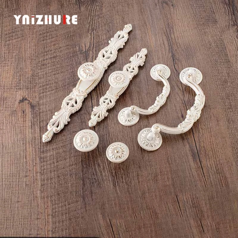 2pcs European Style Kitchen Cabine Knobs And Handles Furniture Drawer Door White Dresser Wardrobe Pulls Hardware