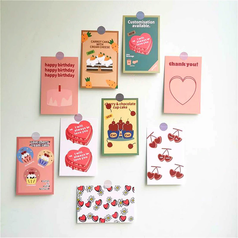 Tarjetas decorativas de cumpleaños de doble cara, decoración de metopa cuadrada, postal de pinturas, cuaderno, accesorios de foto, Adhesivo de pared