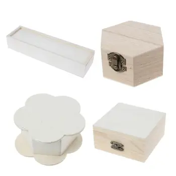 

Natural Wood Box Unfinished Plain Wooden Jewelry Storage Painting Art DIY Craft