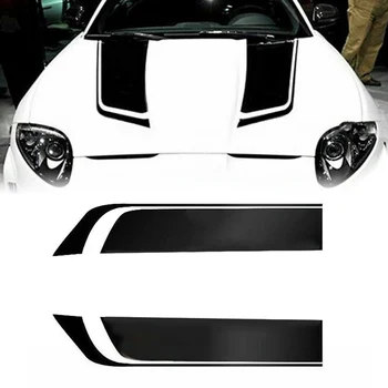 

2Pcs/Set New Car Racing Sports Stripes Hood Decal Auto PVC Vinyl Bonnet Sticker