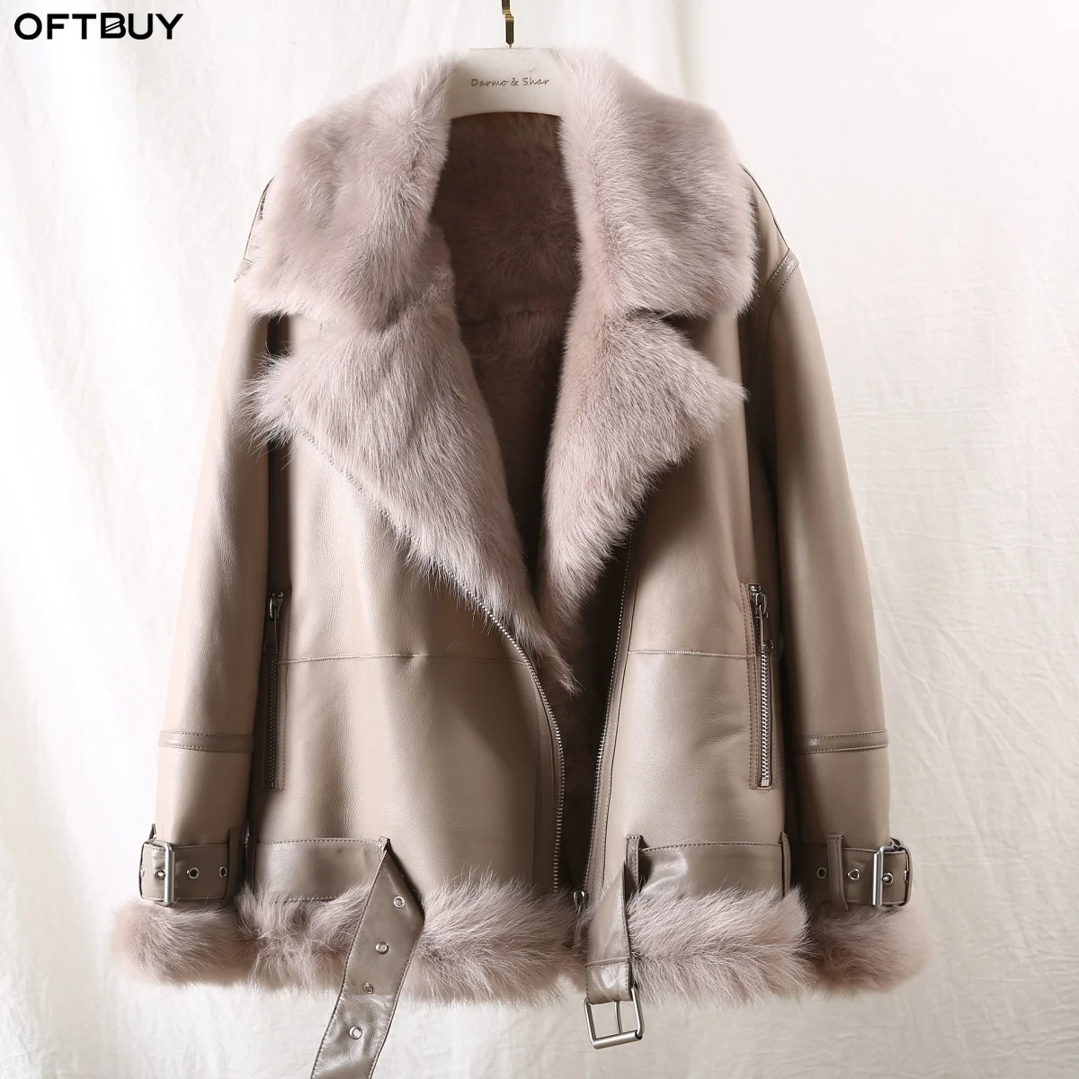 OFTBUY/2019 зимняя куртка женская Двусторонняя шуба натуральная кожа Толстая теплая
