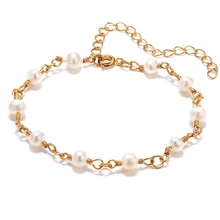Модный простой жемчужный браслет Регулируемая цепочка браслет из сплава женские ювелирные изделия