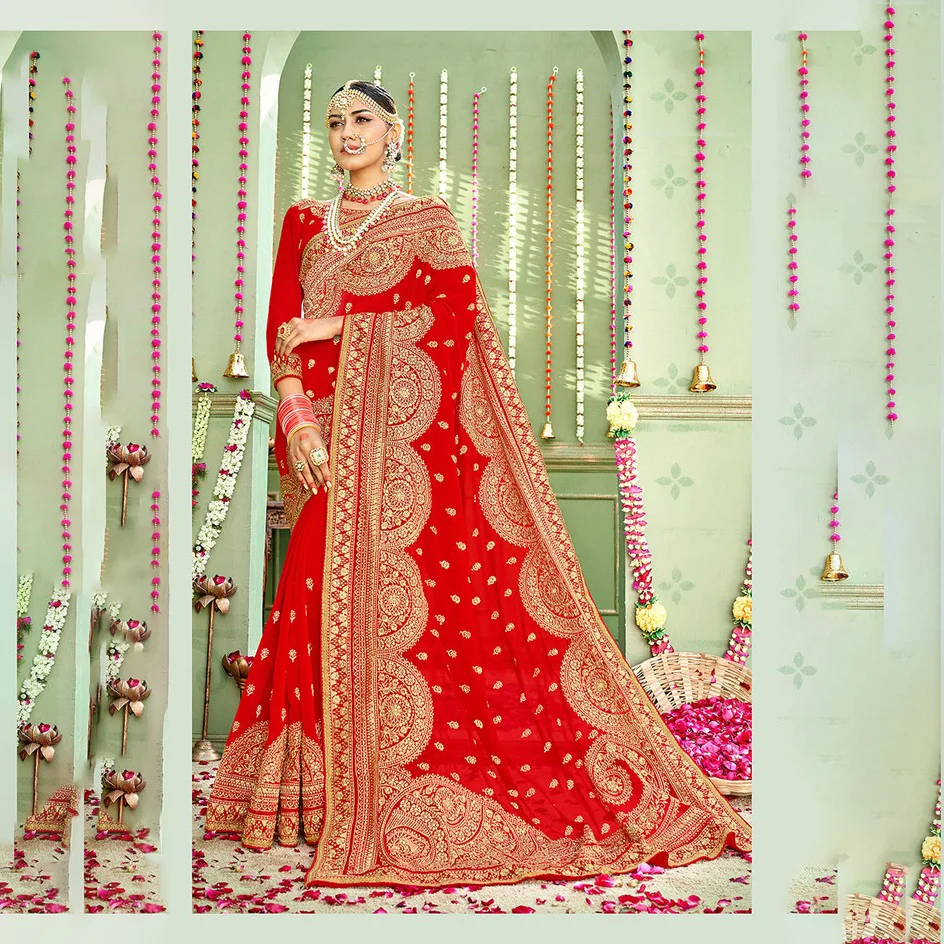 

High Quality Indian Sari Bollywood Style Women Wedding Dress Gorgeous Traditional Costume Embroidery Saree Choli Petticoat