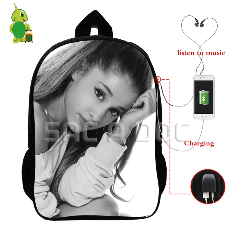 7 Ariana большая сумка-рюкзак знаменитая звезда Многофункциональный usb зарядка Разъем для наушников школьные сумки для подростков женщин мужчин повседневные дорожные сумки - Цвет: 7