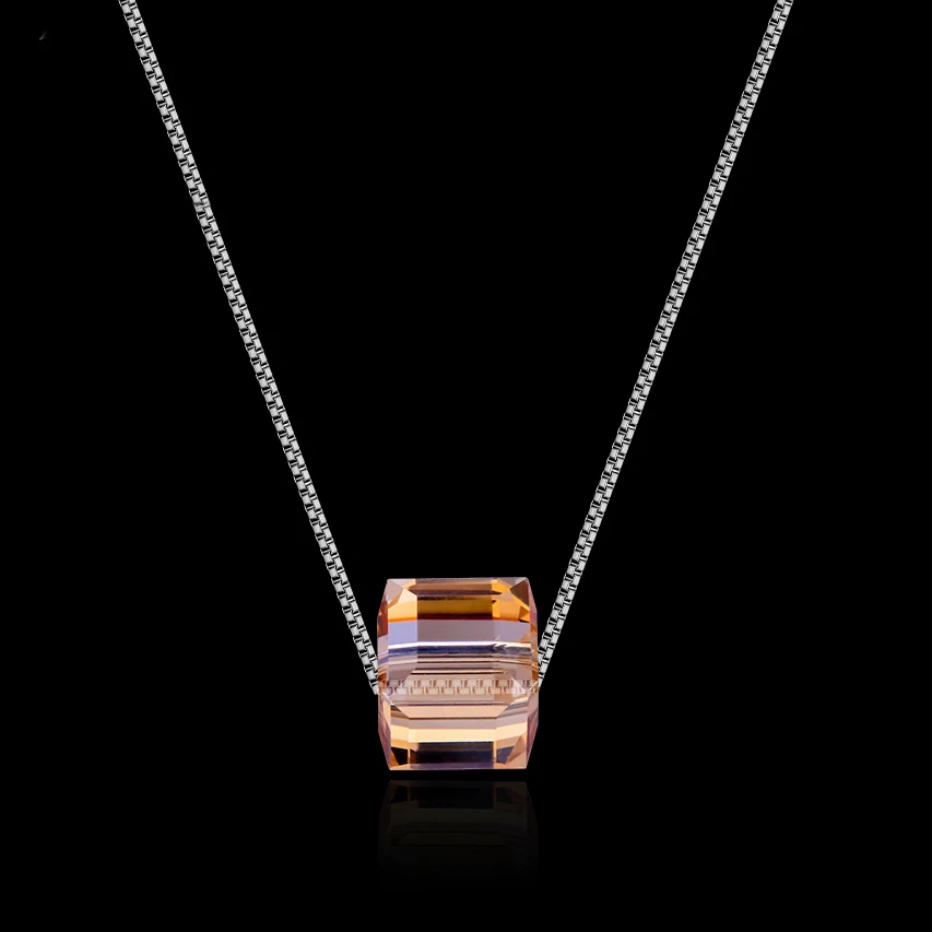 Модный крошечный куб изысканное Ожерелье Серебряные Кристаллы от Swarovski чокер