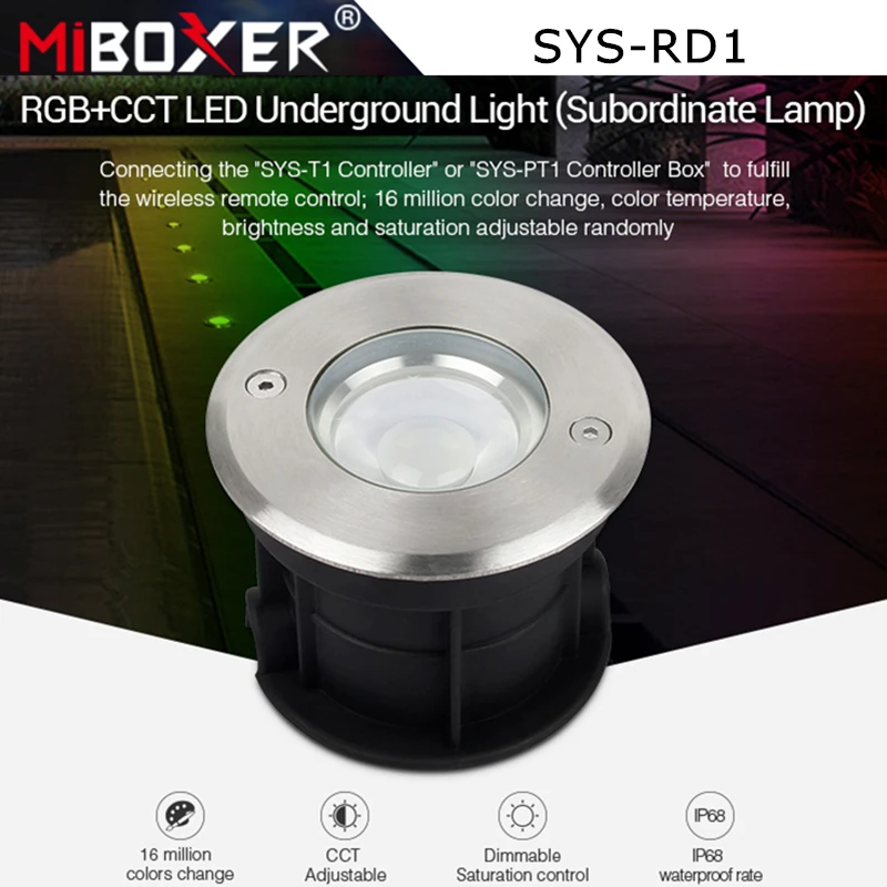 Miboxer SYS-RD1 5W RGB+CCT LED Underground Light Subordinate Lamp IP68 Waterproof Spotlight Outdoor light APP/WIFI/Voice Control | Лампы и