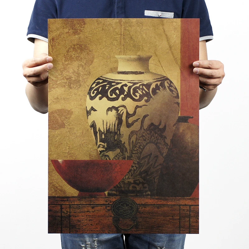 Классический винтажный Традиционный китайский синий и белый фарфор постер для