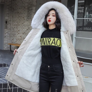 

Winter Warm Jacket Women Vintage Solid Waterproof Snow Coat Hooded Jacket Casual Plus Size Streetwear Faux Fur Cotton Long Parka