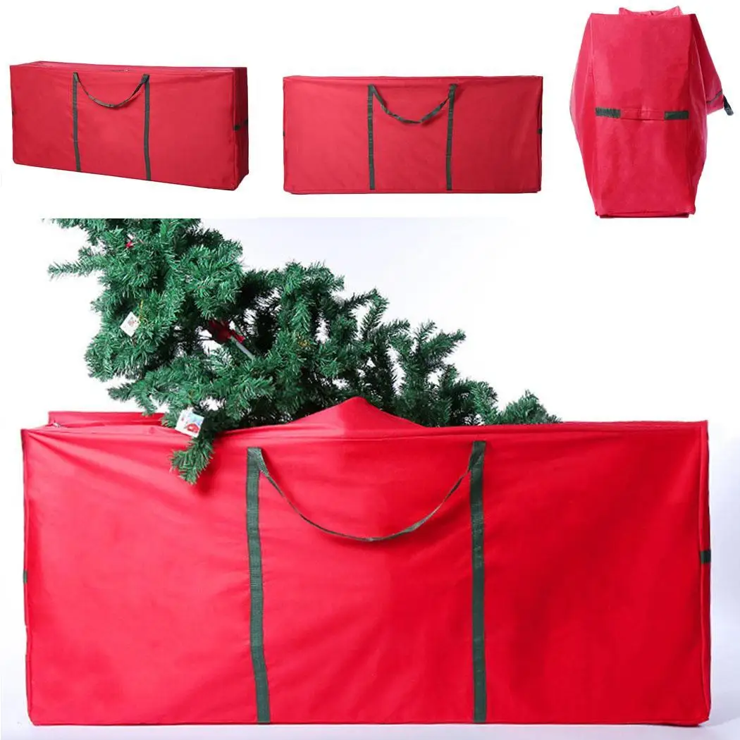 

Durable Large Portable With Handle Artificial Christmas Patchwork Tree Storage Red Bag Zipper
