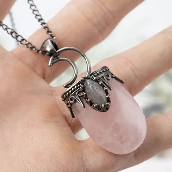 

2020 Vintage Moon Stainless Steel Pendant Necklaces for Women Natural Stone Crystal Necklace for Women Mothers Day Gift