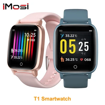 

T1 SmartWatch Body Temperature Measure ECG Heart Rate Blood Pressure Monitor Push Message Weather Forecast Smart Watch bracelet