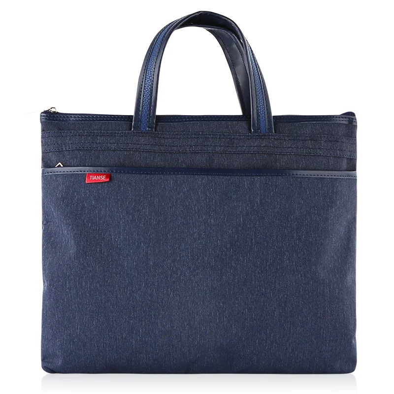 

TIANSE A4 Filing Denim Commercial Business Document Bag Tote file folder Filing Bag Meeting Bag Side Zipper Pocket office bags