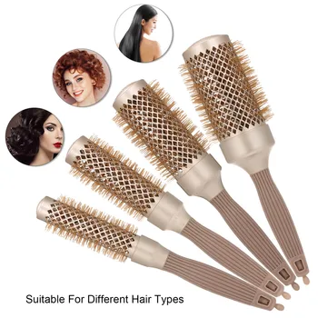 

1PC Roll Round Hair Curling Comb Ceramic Hairbrush Anti-static Detangle Wavy Straightening Styling Tool Hair Scalp Massage Combs