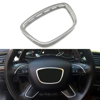 

Silver chrome steering wheel trim decoration center emblem logo frame sequins cover accessories for Audi A4 B8 B9 A7 A8 Q7