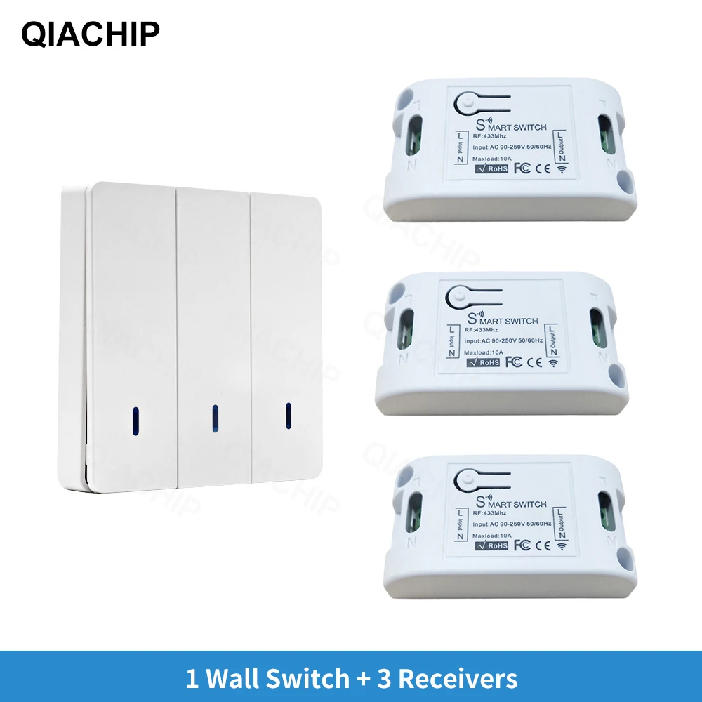 QIACHIP 433Mhz 1CH Wireless RF Remote Control Switch AC 110V 220V Lamp Light LED Switches Room Home Wall Panel | Электроника