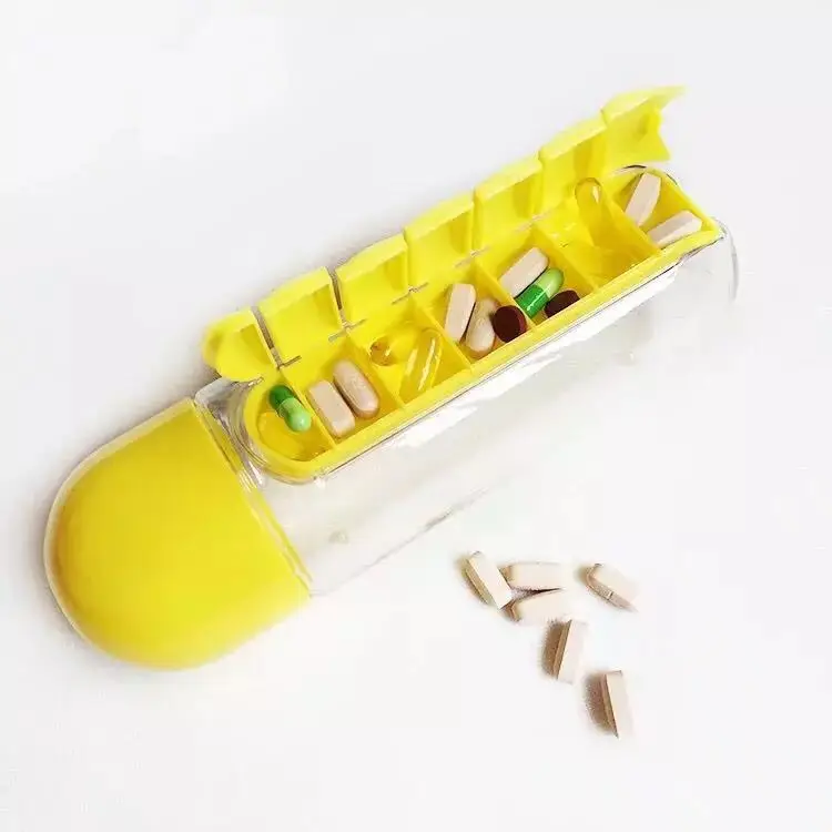 600 мл 2 в 1 комбинированный ежедневный органайзер для таблеток с бутылкой для воды портативный 7 отделений футляр для переноски лекарств коробка