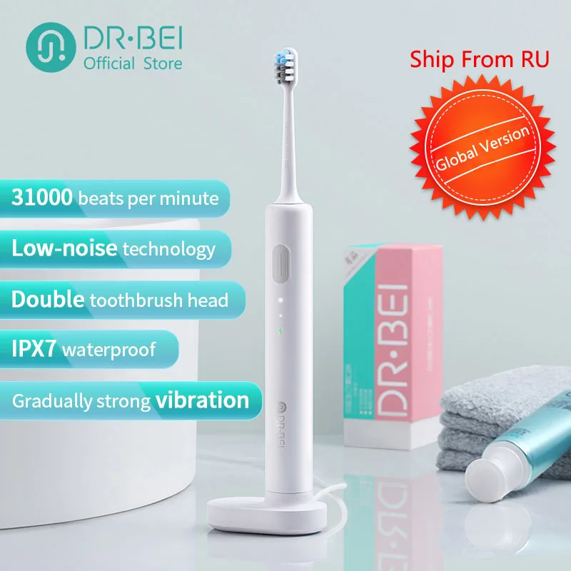 El BEI Doctor B Sonic cepillo de dientes eléctrico recargable impermeable eléctrica suave blanqueador dental cepillo de dientes caja de viajes