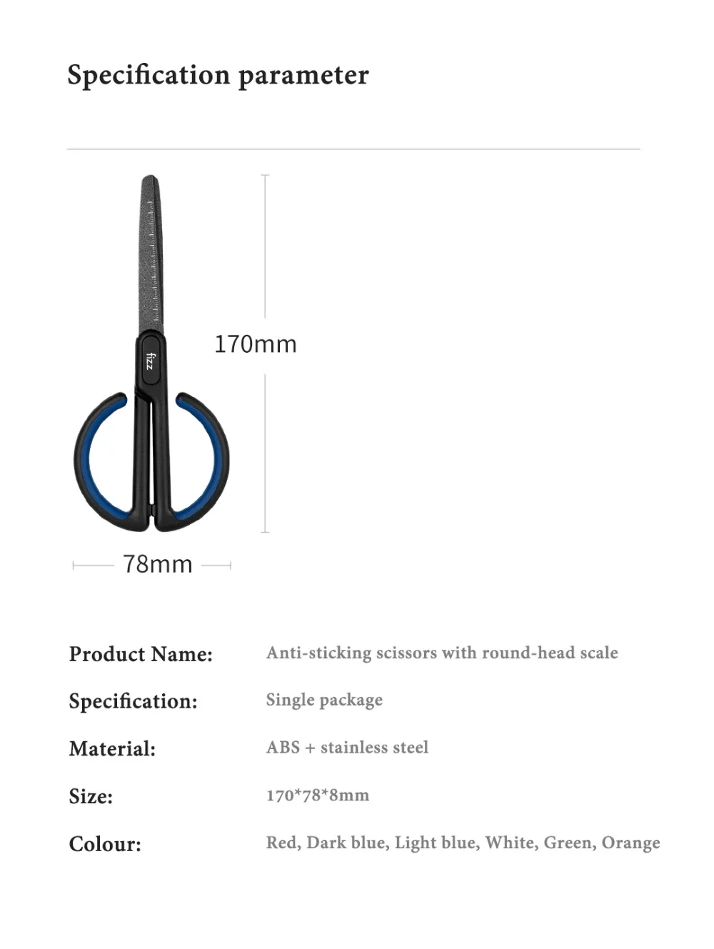Xiaomi Fizz Anti-stick scissors with scale for Office School Student Stationary Scissor Household DIY tape shear Snip (1)