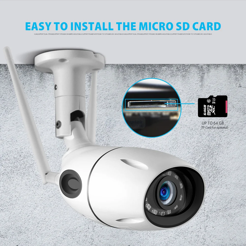  HD 5MP Wifi IP Camera 1080P Wireless Wired ONVIF CCTV Bullet Camera Outdoor Two Way Audio IR 20m P2 - 4.00039E+12