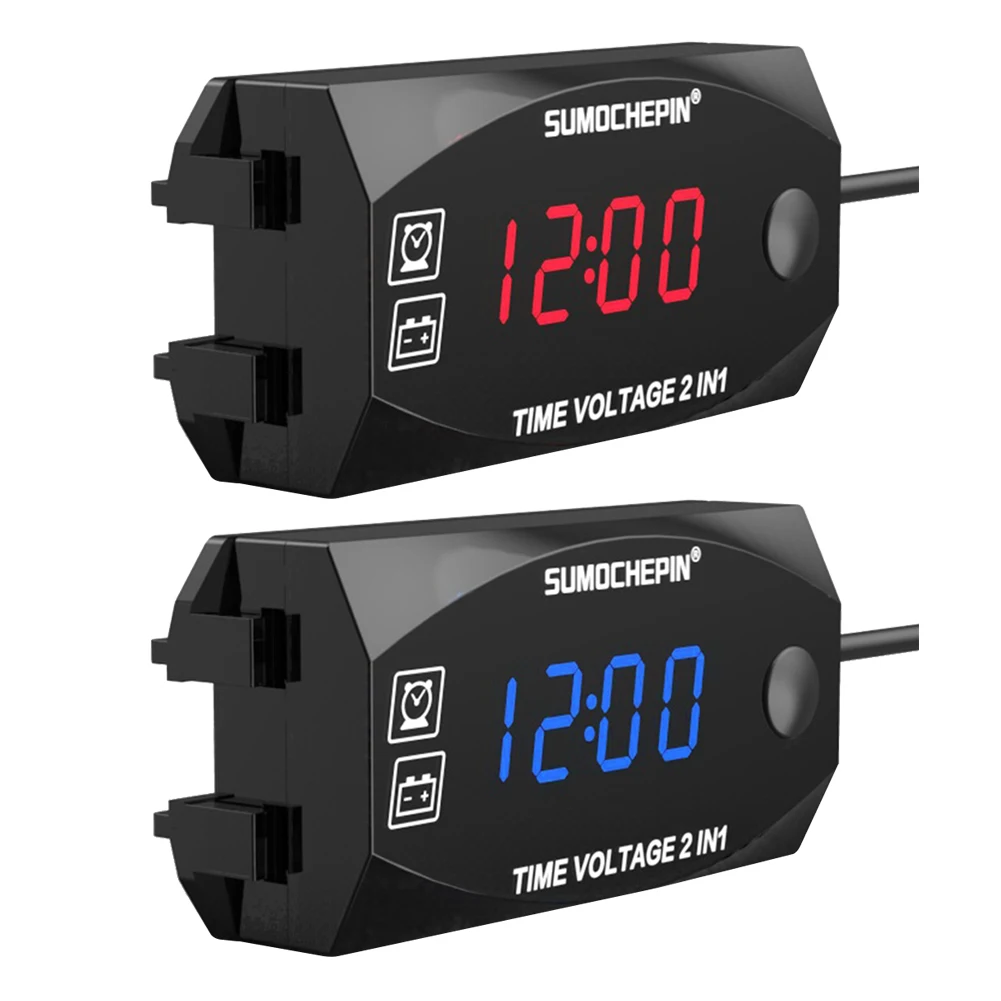 12V 3 in 1 Digital LED Display Meters Voltmeter Clock Thermometer Indicator Gauge Panel Meter For Car Motorcycle | Спорт и
