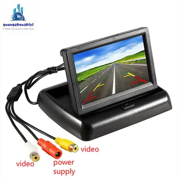 

Universal car display 4.3 inch screen HD folding car display inverted car rear view system reversing camera image display