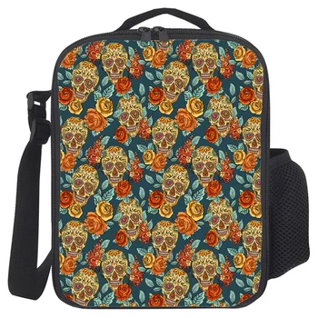 

Mexico Skull Flower Head Rose Cooler Bag Students School Food Bag Boys Girls Lunch Bag Women Men Lunch Box Best Gift