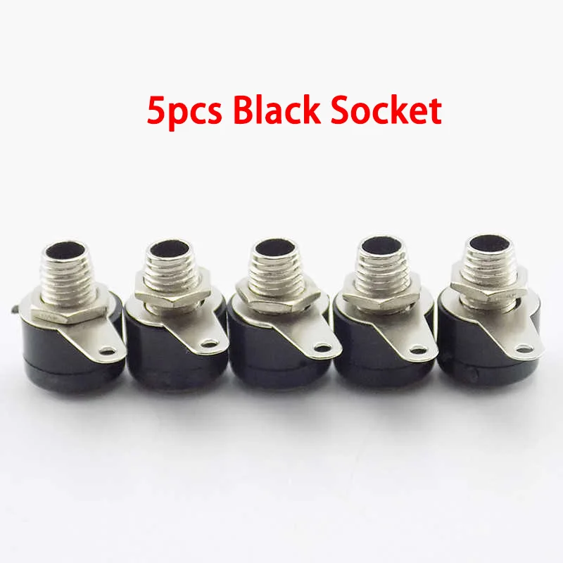 5pcs Black Socket Коннектор штекер 4 мм разъем типа "банан" гнездовой вставной разъем никелевое покрытие ручная работа - Цвет: 5pcs Black Socket