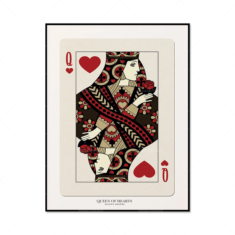 トランプをプレイ、クイーンハートエース展示会ポスター、ミッド