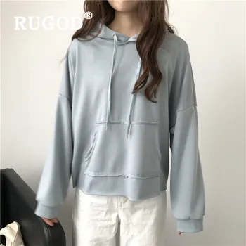 

RUGOD Auturm hoodies women Korean ins solid long sleeve Sweatshirts female mutil color oversized streetwear Ladies Sweat Femme