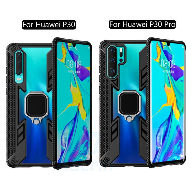Защитный чехол для huawei P30 lite, чехол из поликарбоната+ ТПУ, автомобильный металлический магнитный держатель с кольцом, противоударный бампер, чехол для huawei P30 P30 Pro, чехол