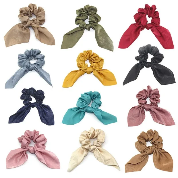 

1 pc solid color rabbit ears Scrunchie Elastic hair ring Band Hair Ties Rope Hair Accessories free shipping